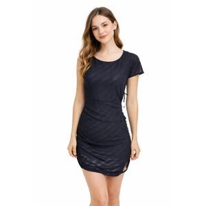 W By Worth Swimwear Coverup One Shoulder Black Diagonal Striped M